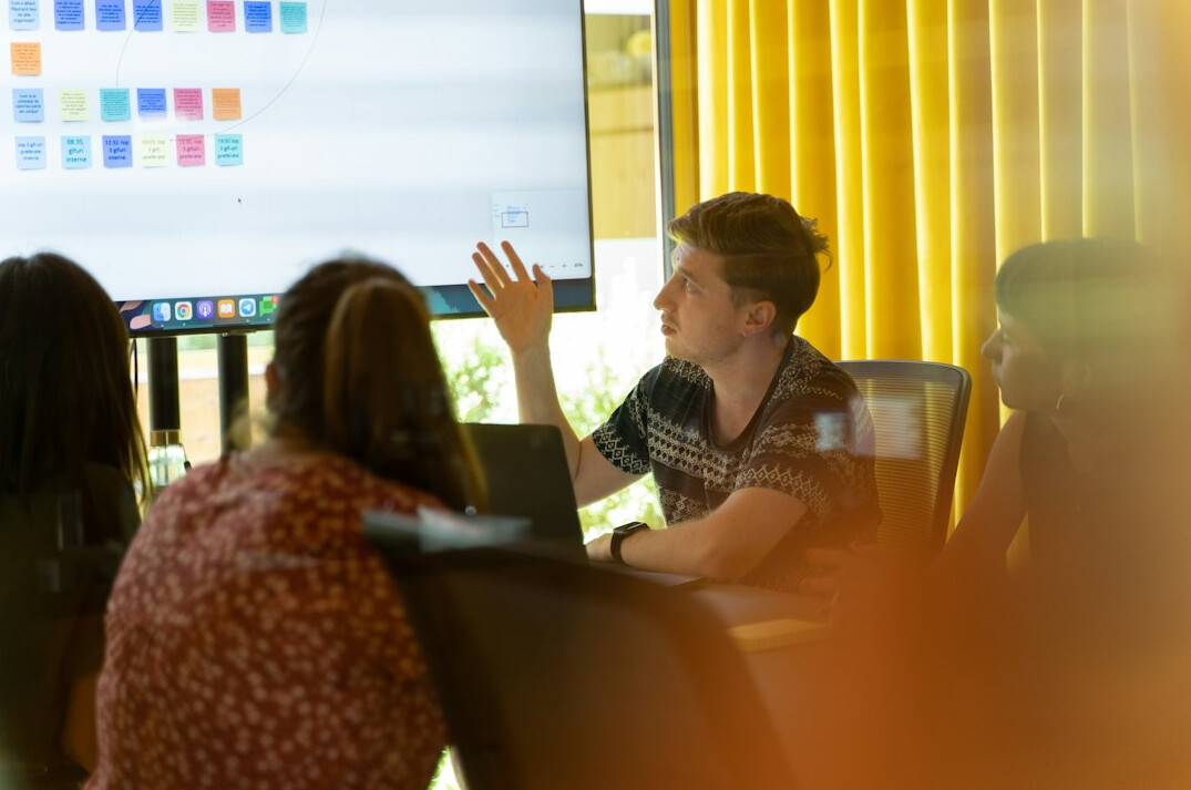 person preparing presentation slides