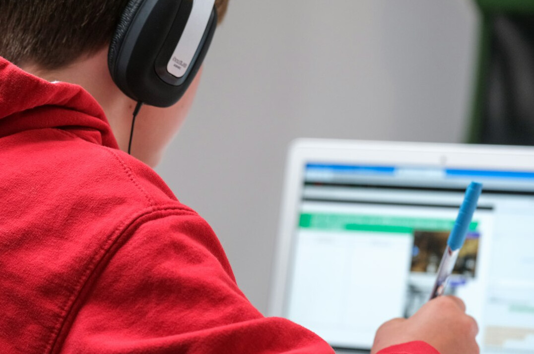 person studying online